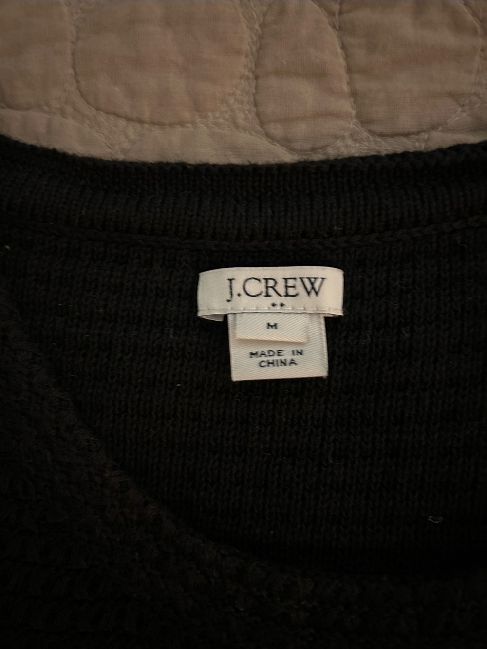J. Crew Black Textured Knit Crewneck Sweater w/ fringe on bodice & bottom hem